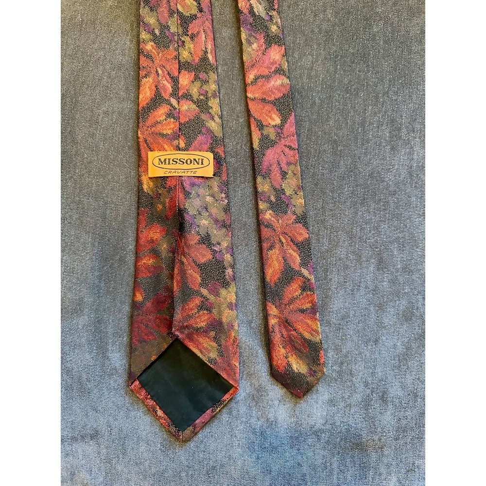 Missoni Cravatte Mens Multicolor Embroidered Floral 100% Silk Italy Tie 58x3.5